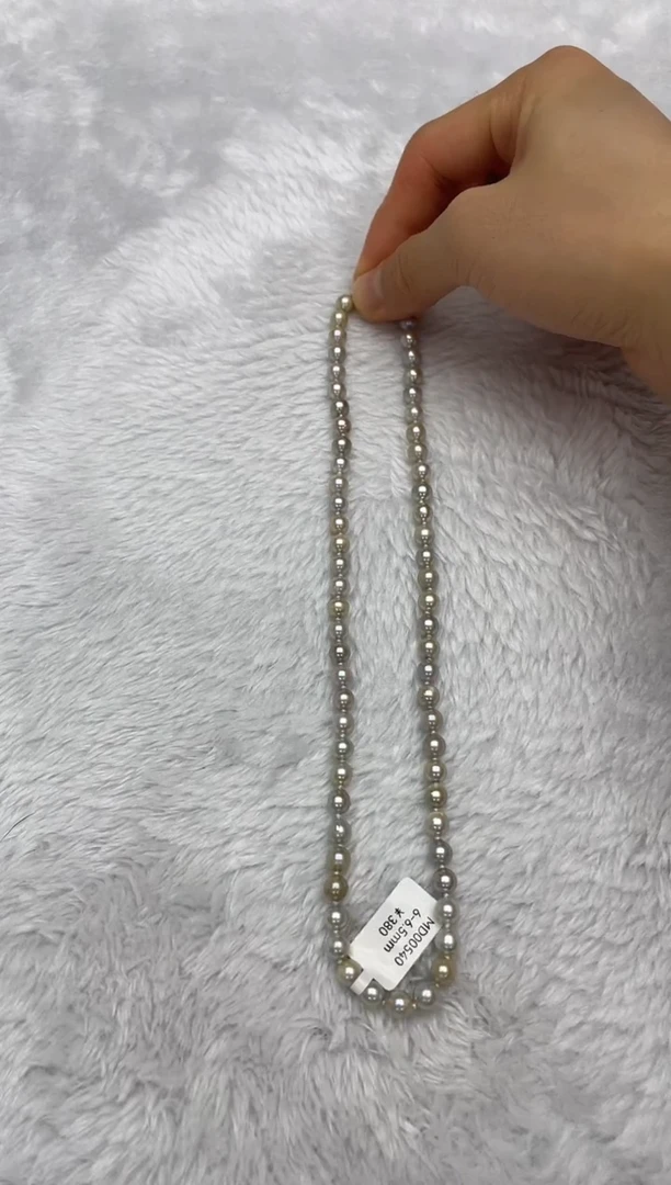 项链银S925镶嵌海水珍珠AK真多麻6-6.5mm
