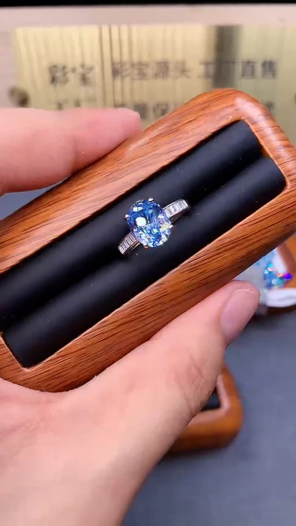 海蓝宝石戒指银S925镶嵌5743