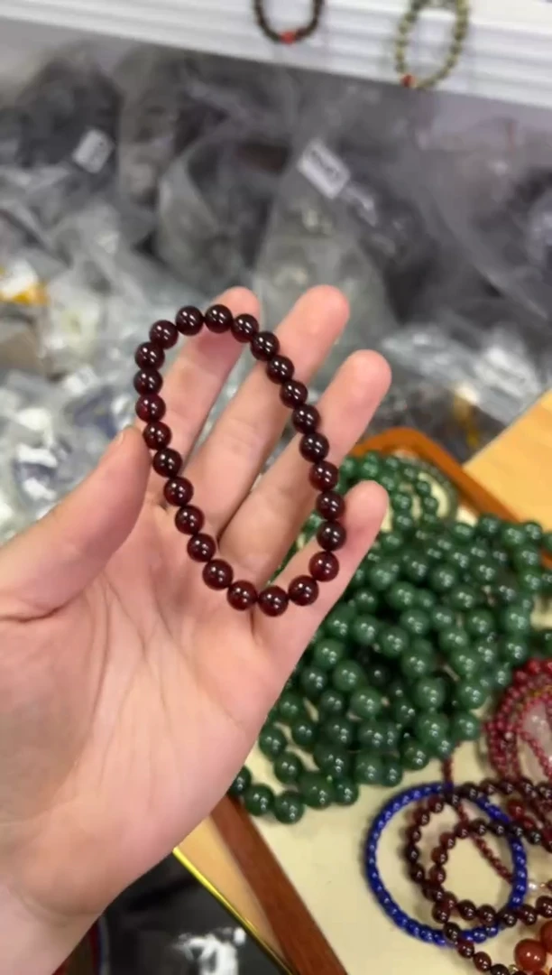 【闪购商品】血珀手链未镶嵌血珀圆珠素圈手串[0587]