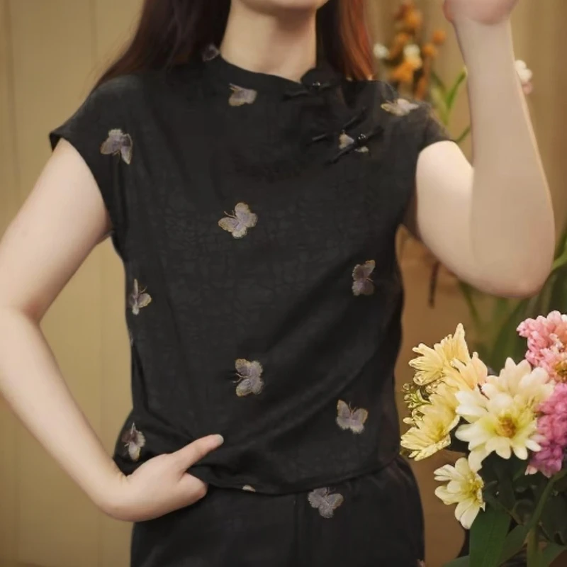 新中式国风蝴蝶刺绣轻奢百搭女士两件套装2025新设计原创正品