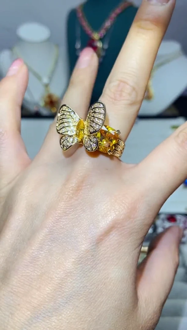 银S925镶嵌戒指烟晶A23