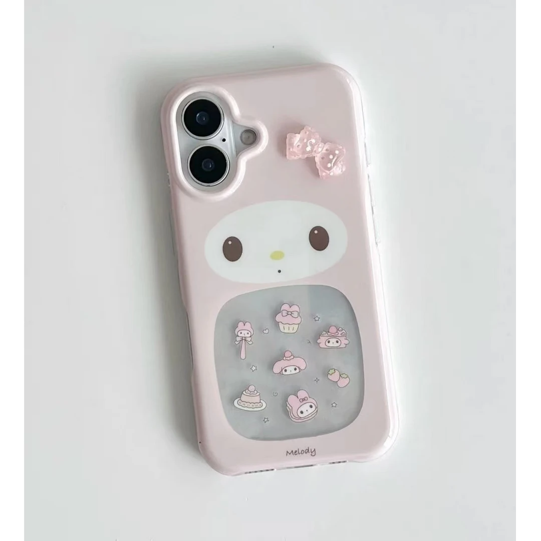 镂空浅粉美乐蒂适用iPhone16promax手机壳苹果15新款14防摔131211