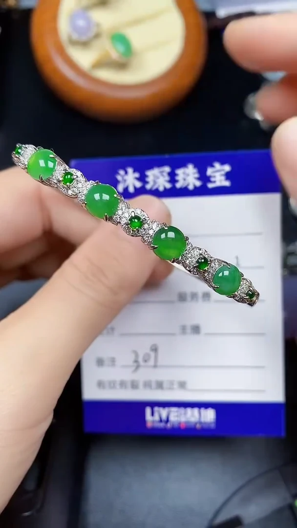 翡翠戒指银S925镶嵌3090