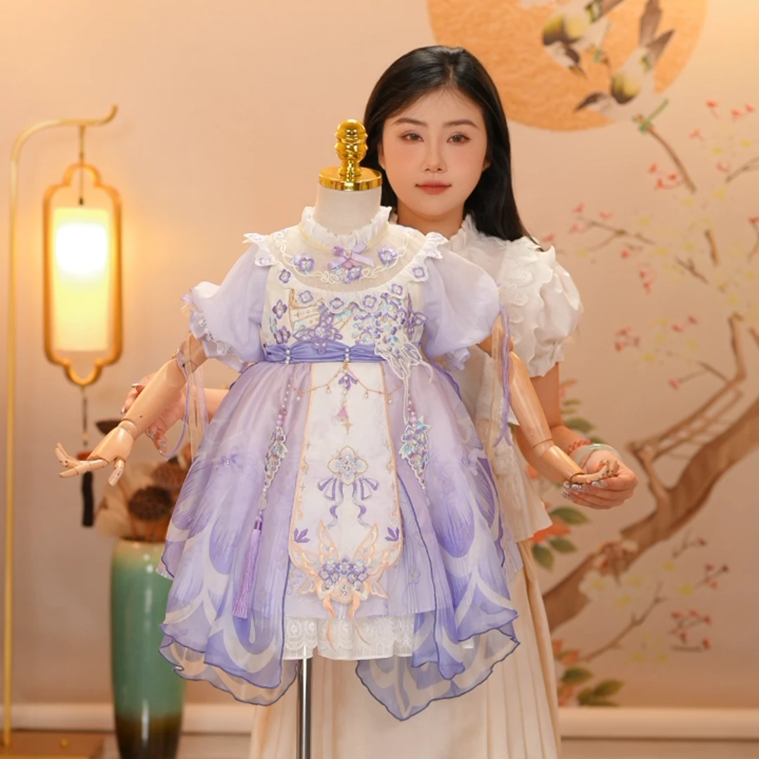 【蝶蔓仙境】女童公主裙国风汉服夏仙女古风古装夏装民族洋气连衣裙