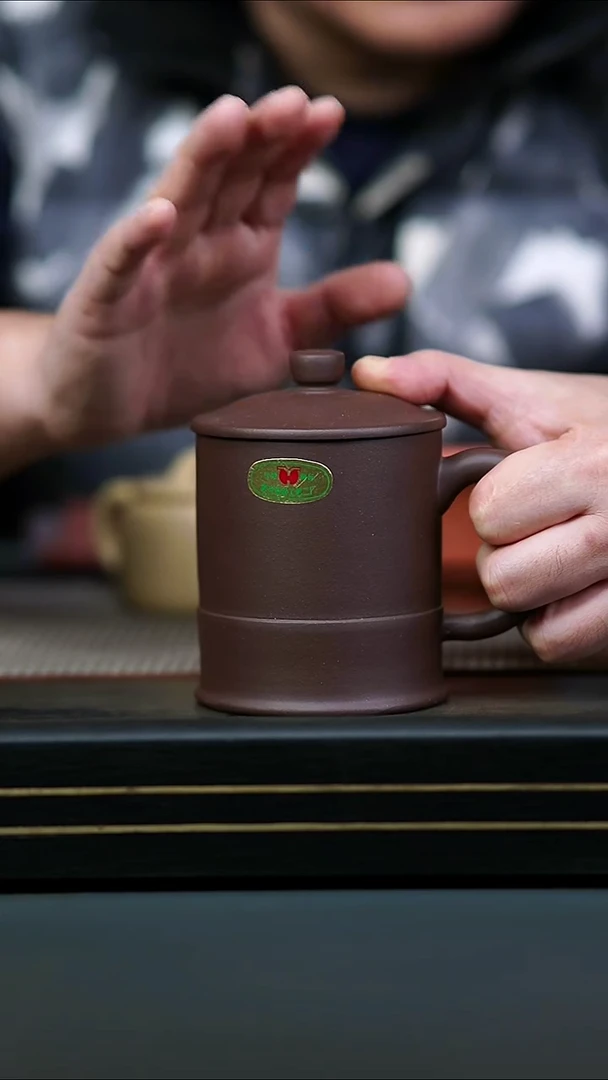 茶壶紫砂紫泥竹节盖杯 300cc