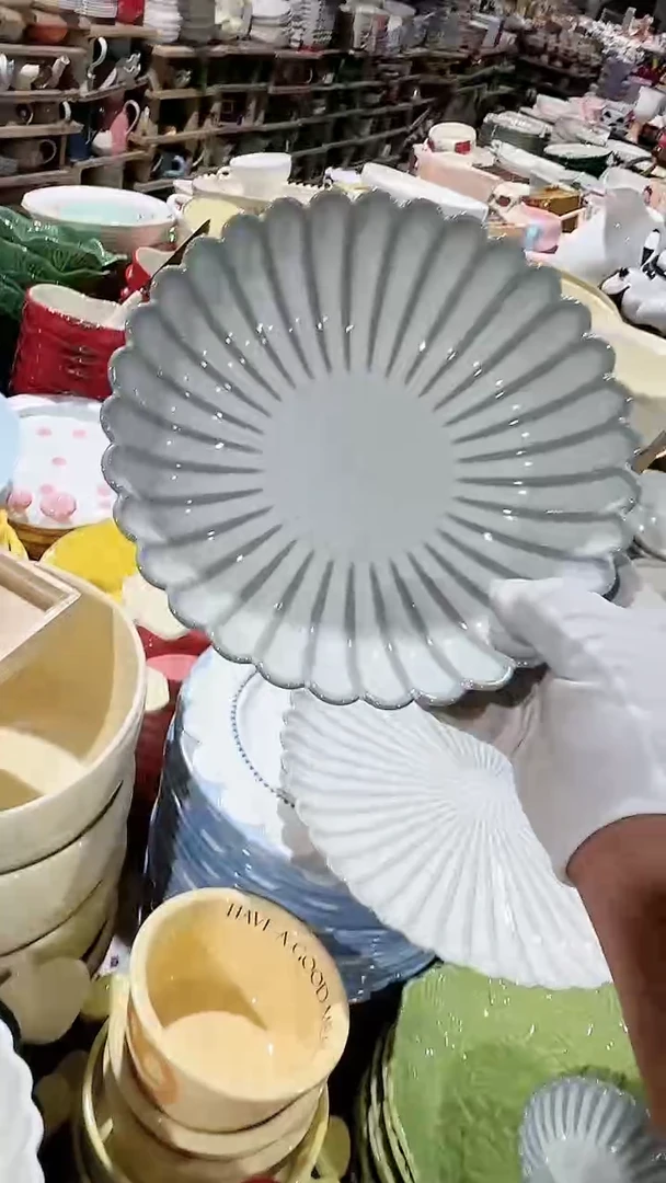 碗天目菊深盘微瑕 凑满20元包邮