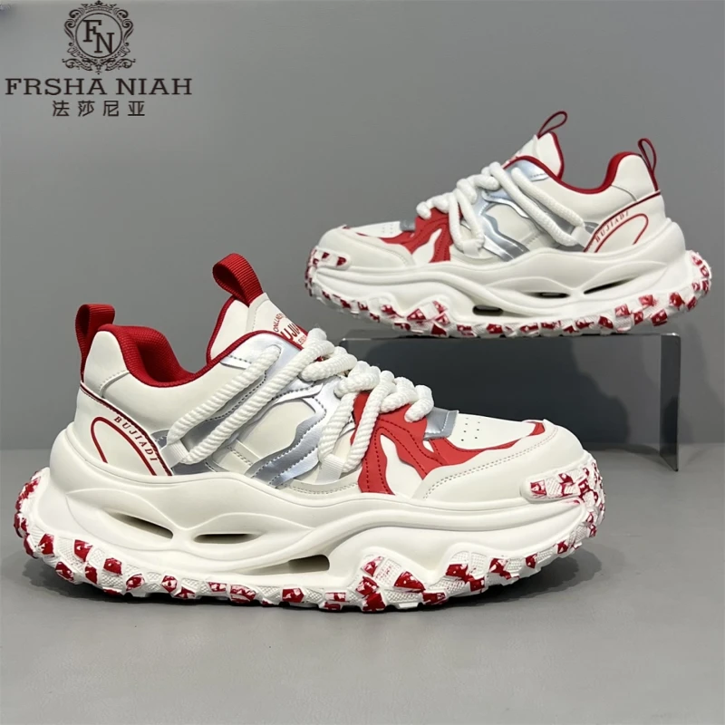 法莎尼亚潮牌老爹鞋男2025秋季新款拼接厚底增高休闲鞋男鞋