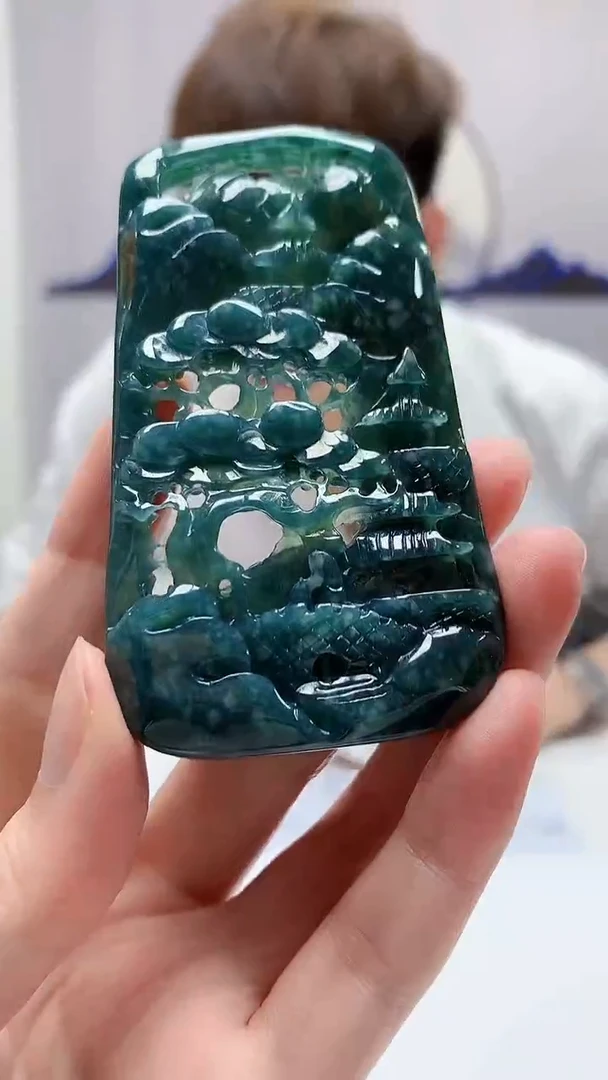 【闪购商品】定制翡翠未镶嵌4868zm-毛货挂件山水127