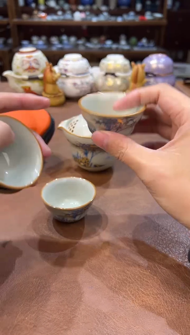 真的很便宜超好看会开片的旅行茶具