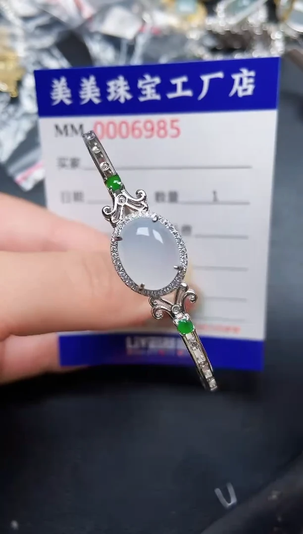 翡翠银S925镶嵌颈饰6985