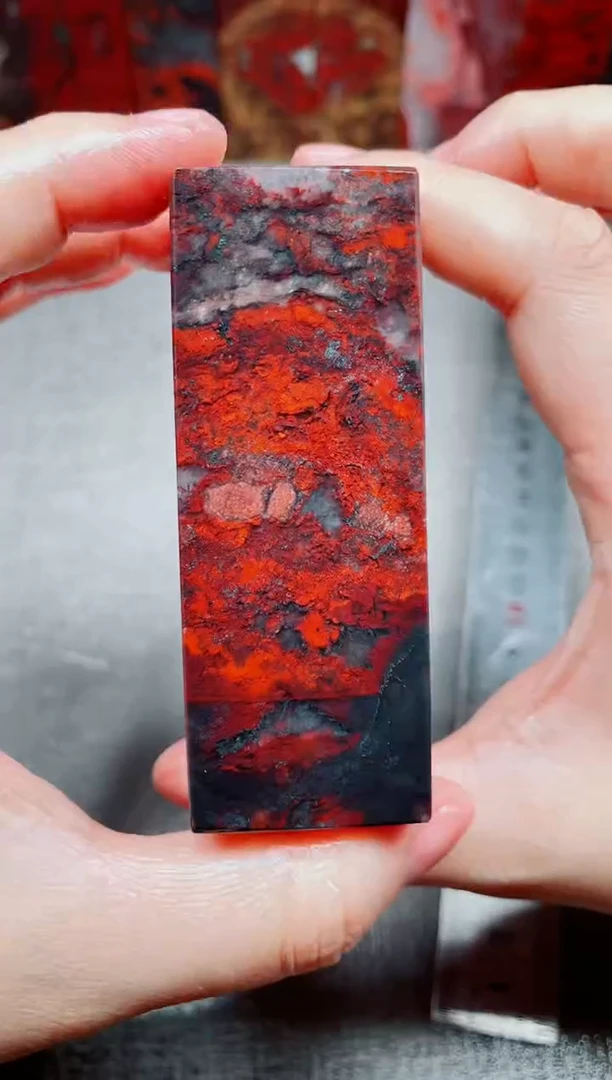 玉桂林鸡血玉素章3.0左右红16