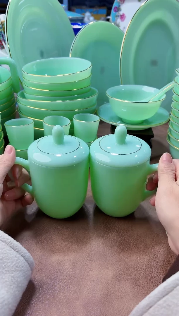 玉瓷  350cc玉瓷茶杯水杯2只景德镇