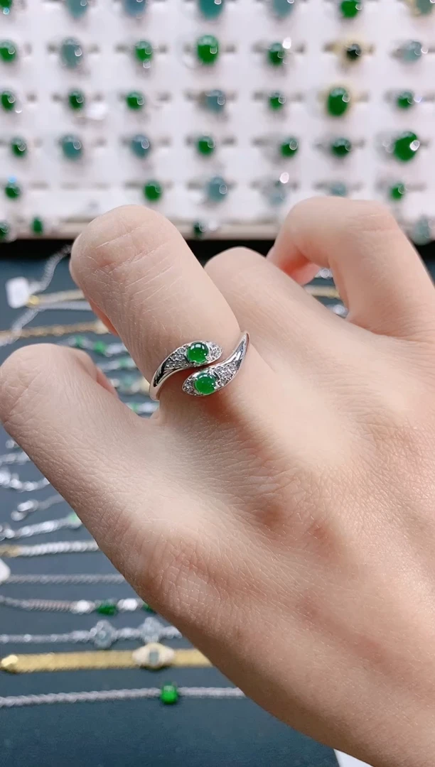 【闪购商品】翡翠戒指银S925镶嵌天然翡翠