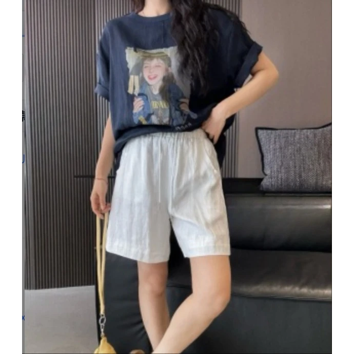 晶姐-13999欧货女装春夏季简约韩版网红麻短裤
