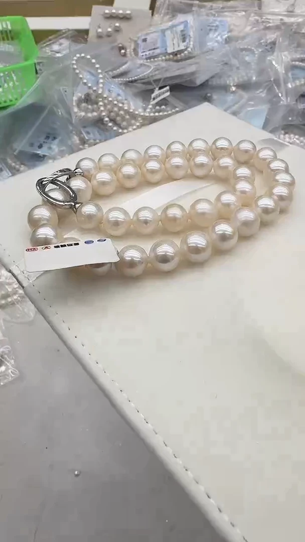 项链银S925镶嵌淡水珍珠11mm 满串-孤品