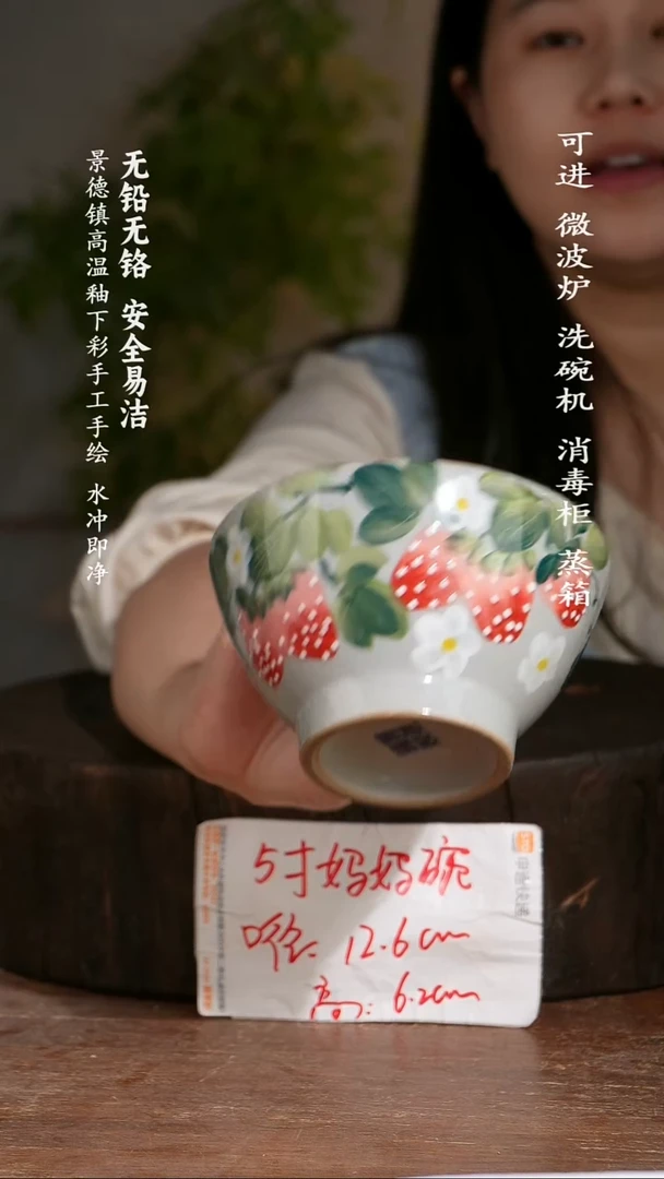 碗陶瓷景德镇高温瓷釉下彩手绘陶瓷