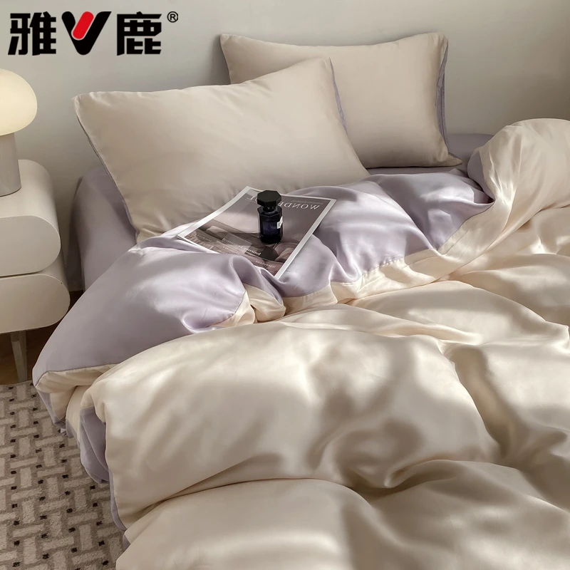 2025新款冰丝四件套夏天轻奢高级感丝滑裸睡被套床夏季床上三件套