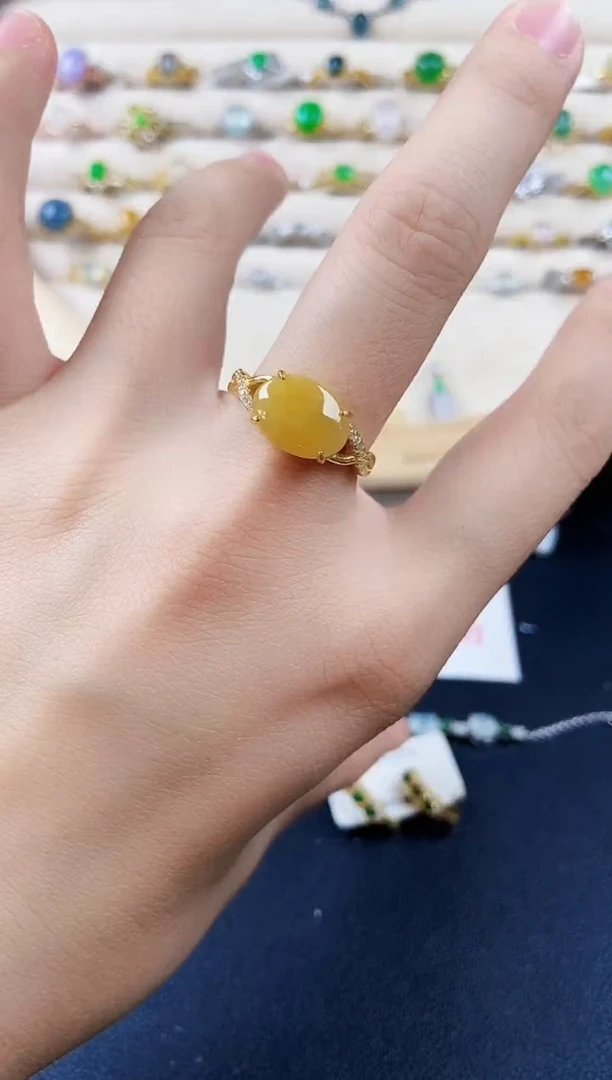 翡翠戒指银S925镶嵌41648