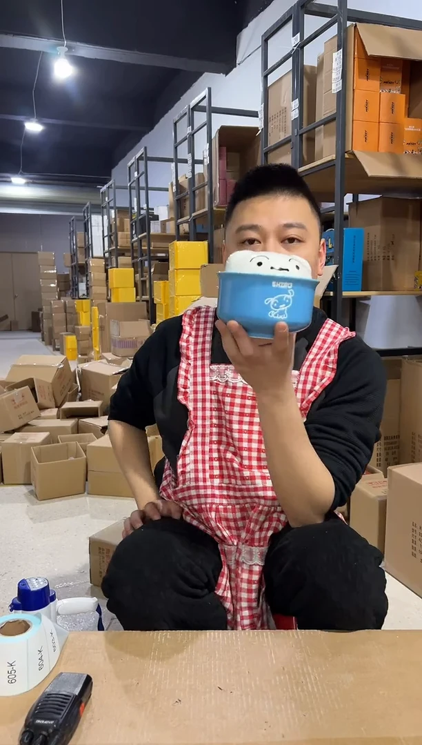 【闪购商品】杯蓝色小白带盖碗