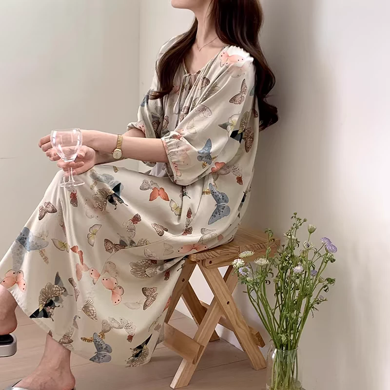 5879 人造棉专场 睡裙女士棉绸