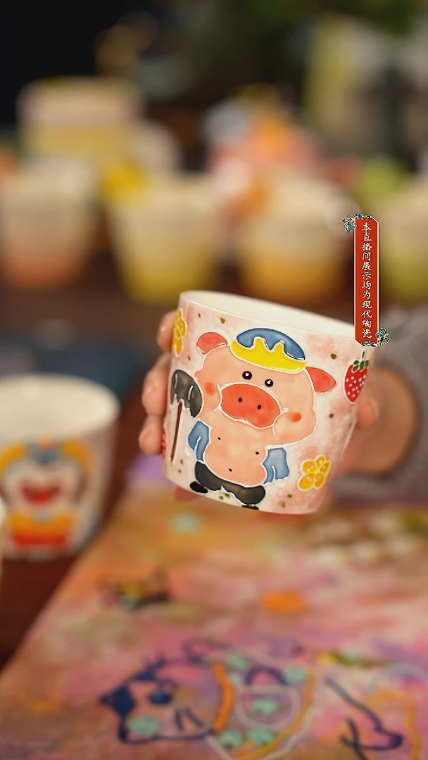 摆件三生有泥景德镇文创卡哇伊陶瓷