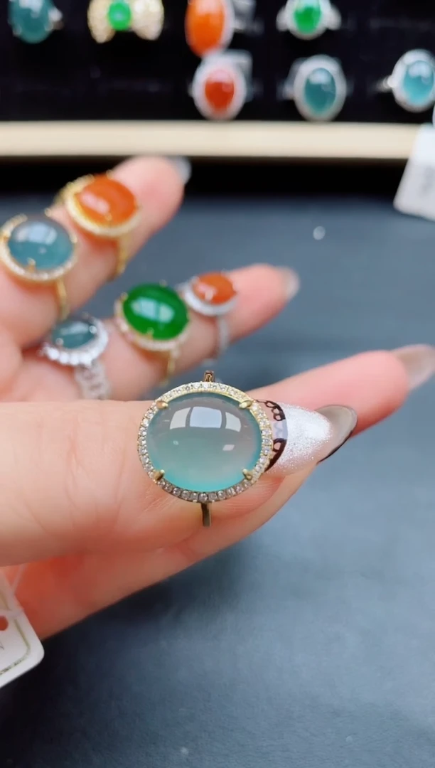 翡翠戒指银S925镶嵌5080505