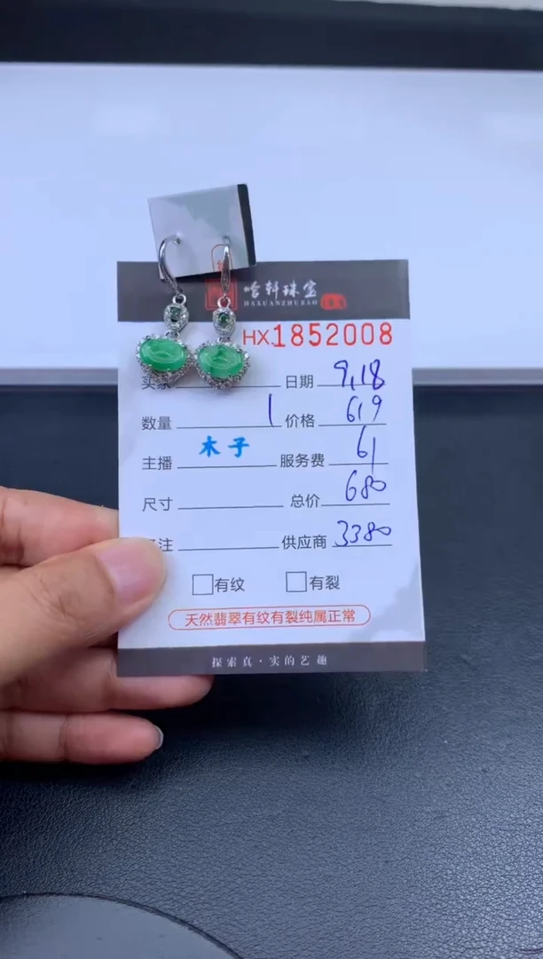 未镶嵌挂件翡翠哈轩 耳饰1对