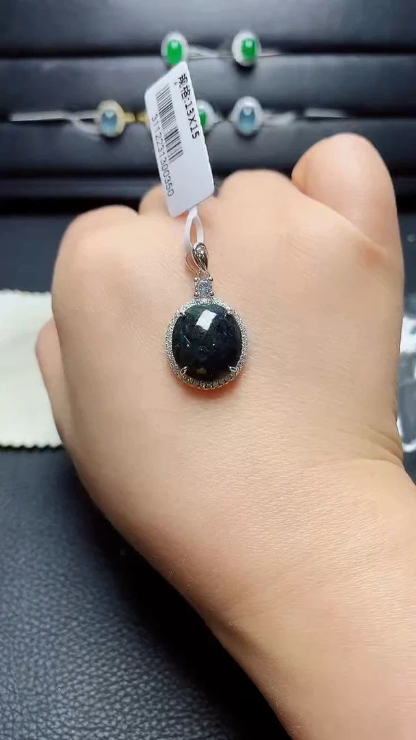 银S925镶嵌戒指翡翠 天然翡翠A货s925银镶