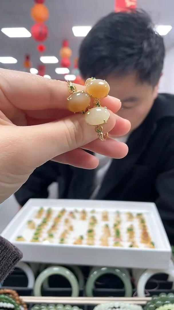 【闪购商品】和田玉戒指银S925镶嵌糖色戒指一件多样性发货一件