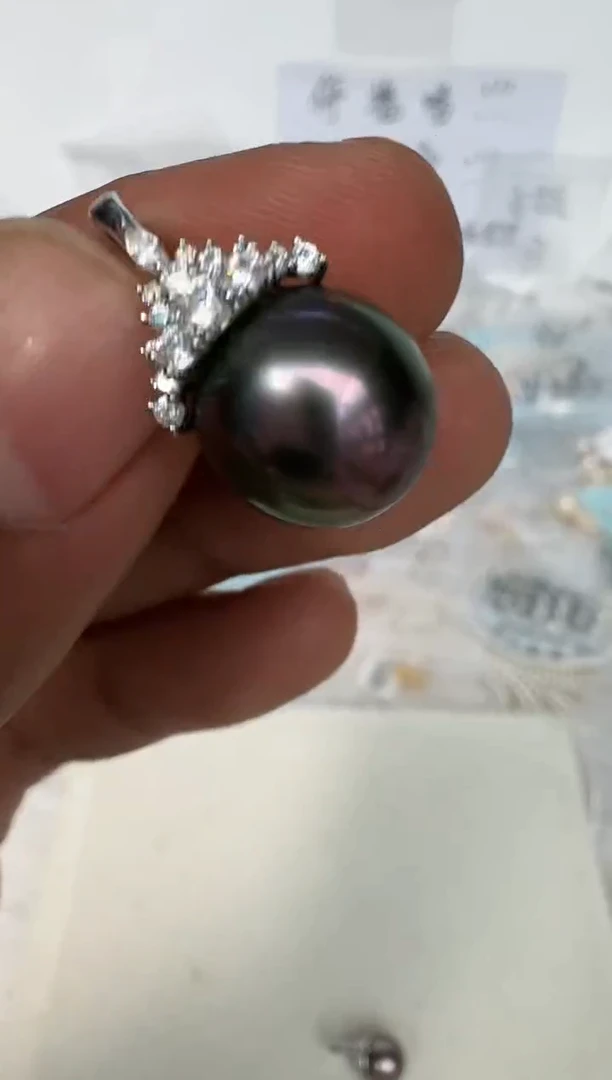 颈饰银S925镶嵌海水珍珠吊坠