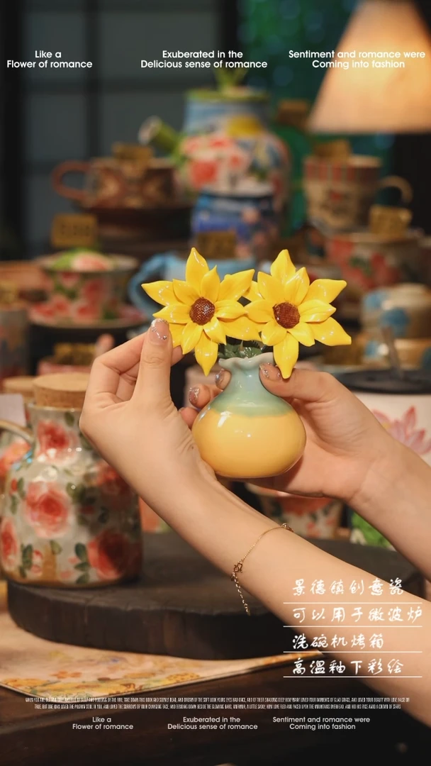 陶瓷景德镇高温釉下彩绘设计师款式