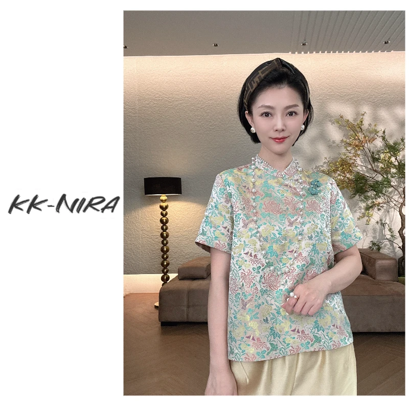 KK-NIRA 新中式原创设计桑蚕丝上衣