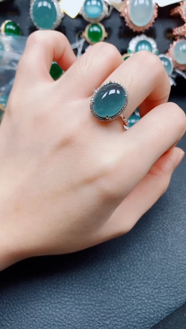 银S925镶嵌戒指翡翠翡翠