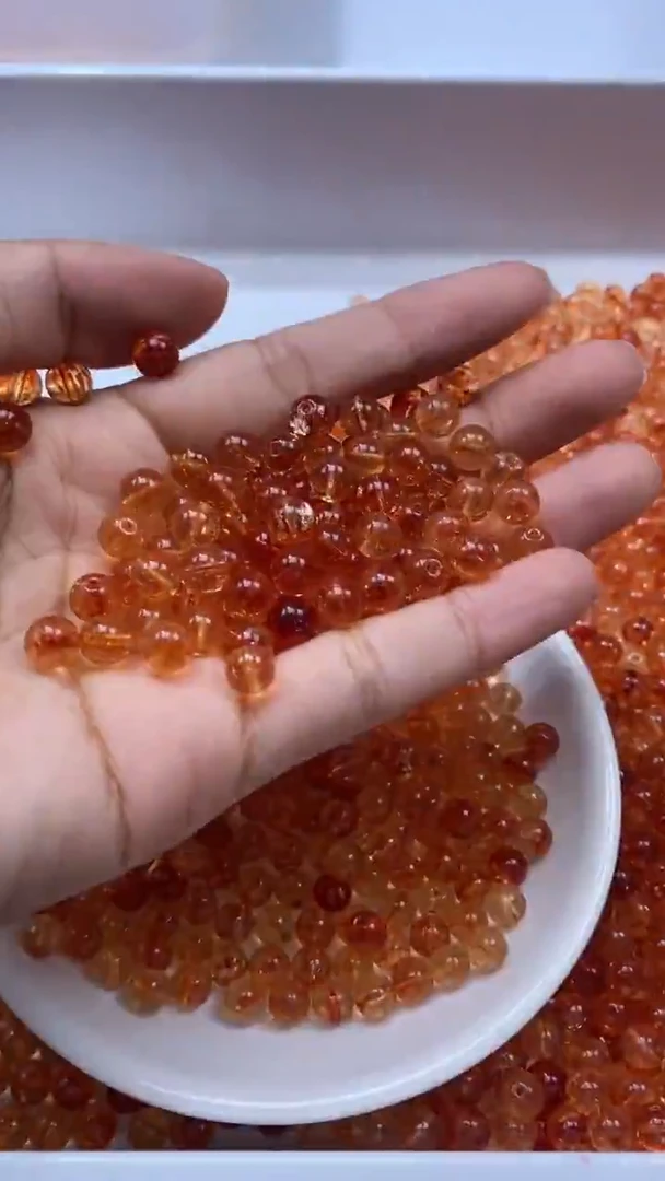 颈饰未镶嵌水晶W1718金橙色碧玺6mm*30颗