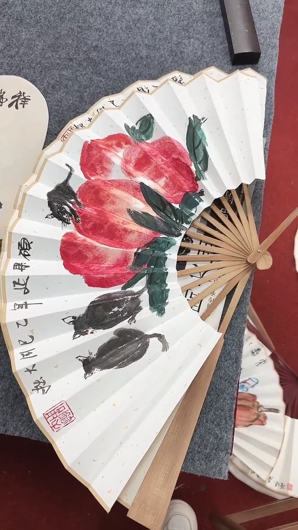 国画鹿*周大拙/国画/扇子