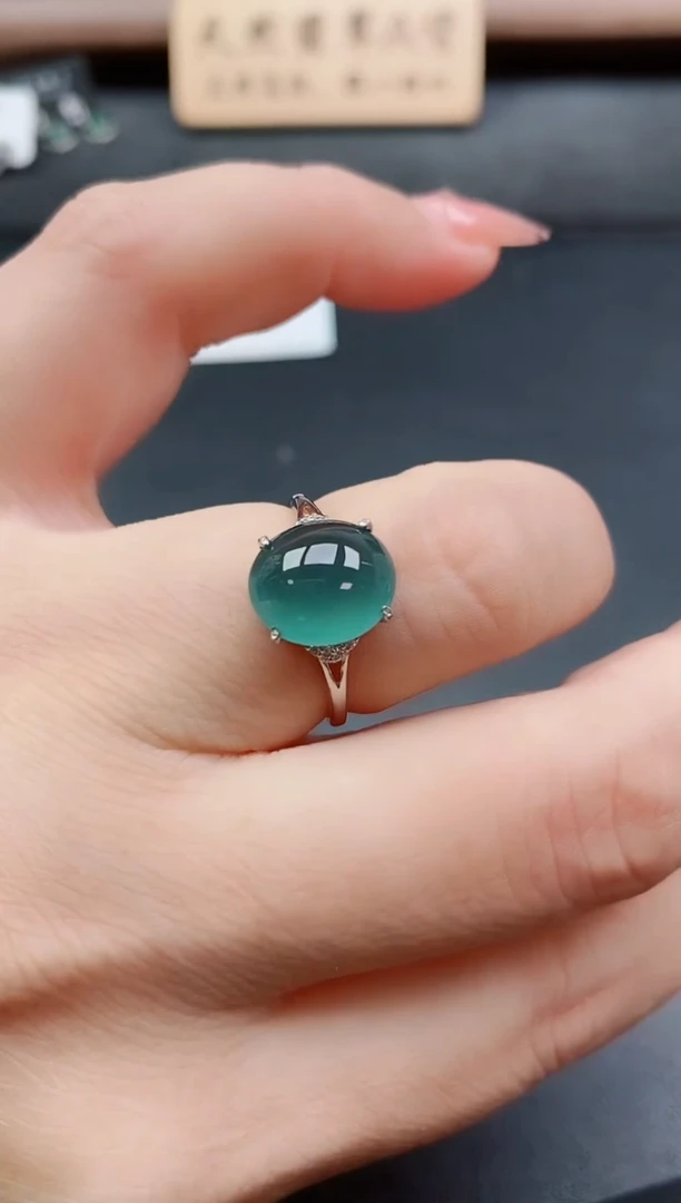 银S925镶嵌戒指翡翠1