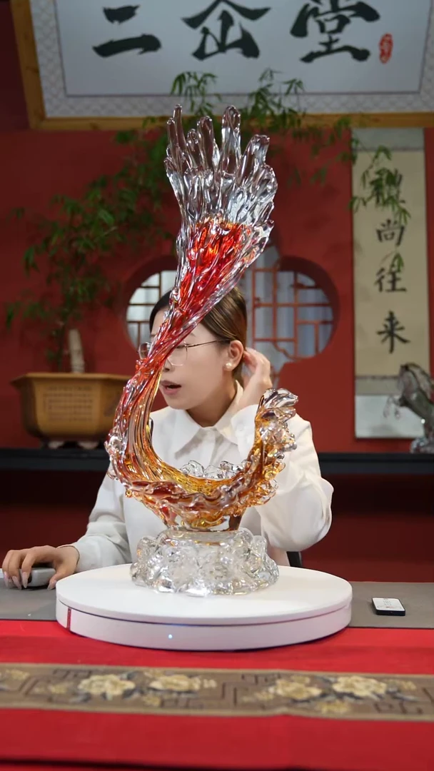 【闪购商品】琉璃手工艺品金红色风生水起