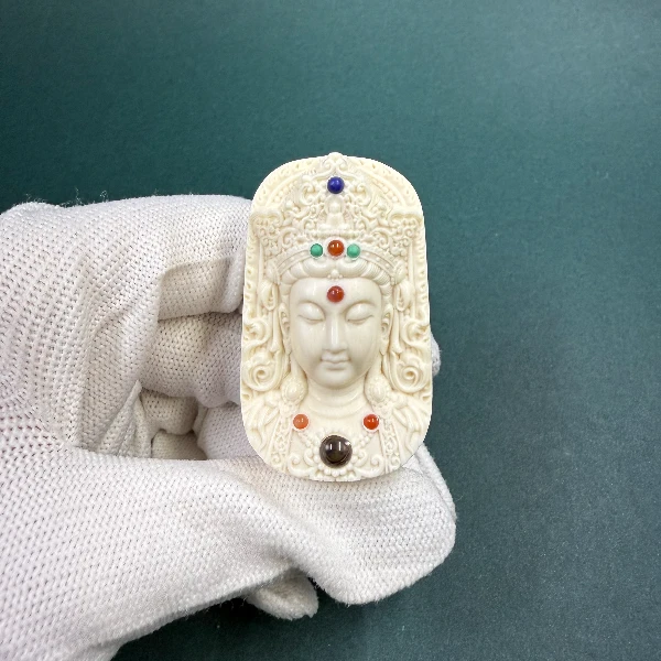 E6525天然猛犸牙雕刻牌 支持鉴定 假一罚四