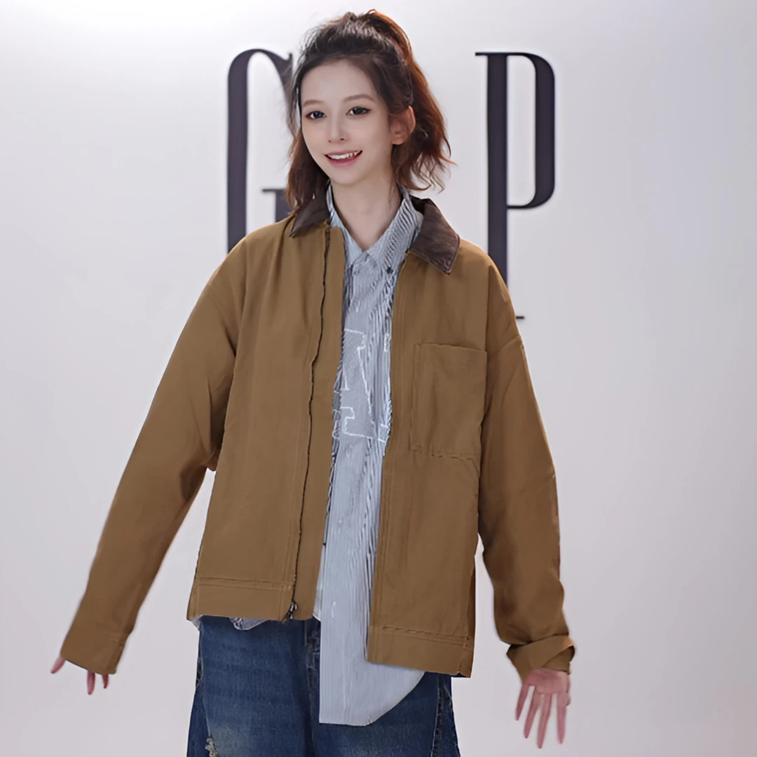 【成毅代言】GAP男装2025秋季新款灯芯绒翻领外套巴恩风夹克790585