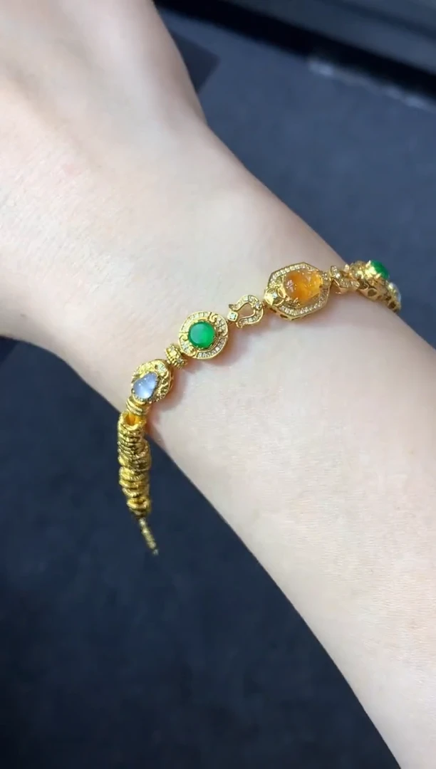 18K金镶嵌手链翡翠726-中国好珍宝