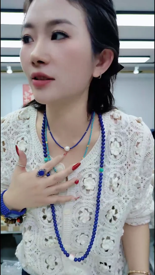 【闪购商品】青金石颈饰合金3063青金白单珠项链