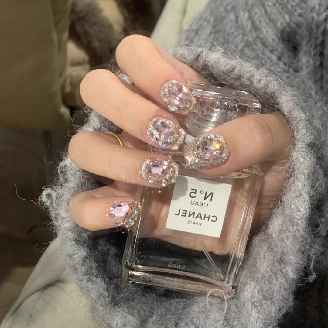 【爆闪满钻】绝美爆闪短甲满钻闪闪美甲甲片可拆卸穿戴假指甲