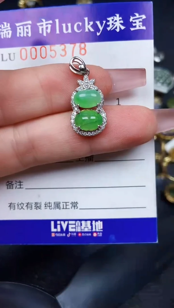 翡翠银S925镶嵌颈饰5378