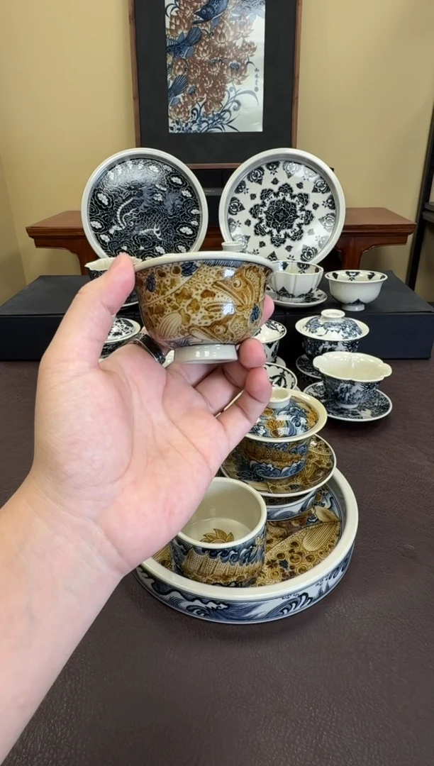 二号釉海浪鳜鱼小压手杯