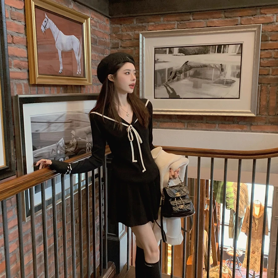 新款春秋通勤静奢风学院风时尚套装显瘦修身气质法式上衣半裙套装