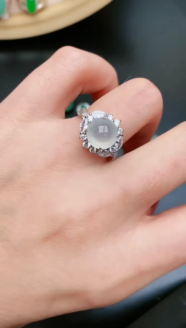 翡翠戒指银S925镶嵌.....