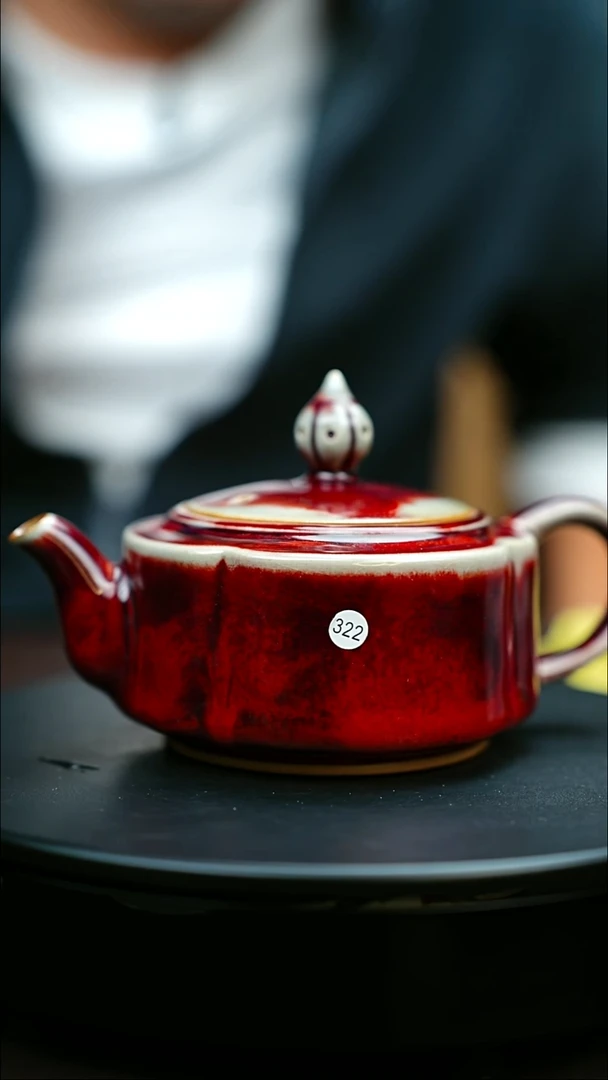 322#原矿钧瓷炉钧釉花瓣壶