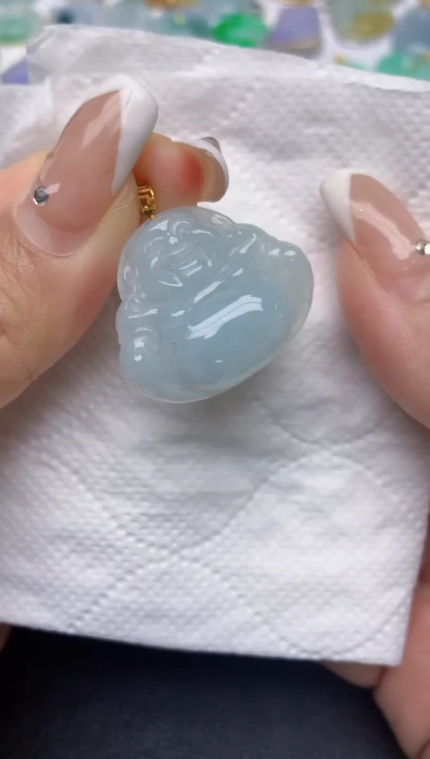 翡翠18K金镶嵌颈饰天然缅甸A货翡翠