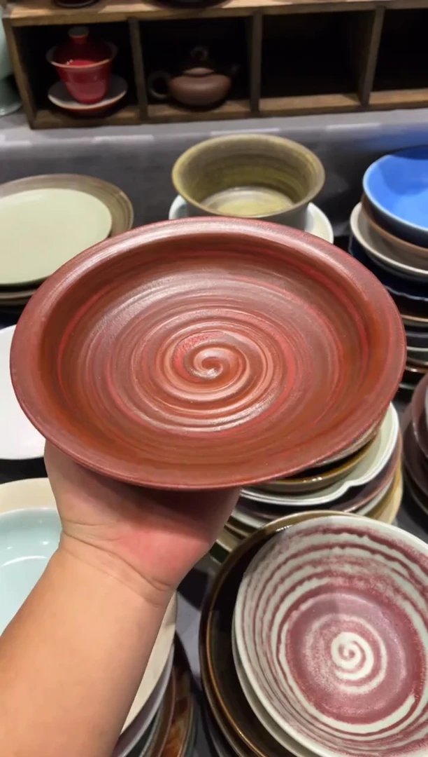 【闪购商品】瓷片459手刷釉平沿菜盘1只