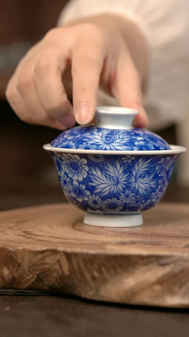 手绘高温现代瓷  柴窑 万花小元宝100C